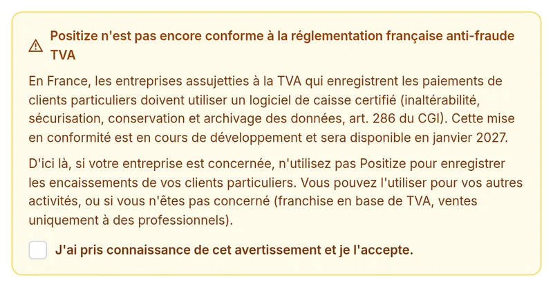 Avertissement affiché pour une organisation en France