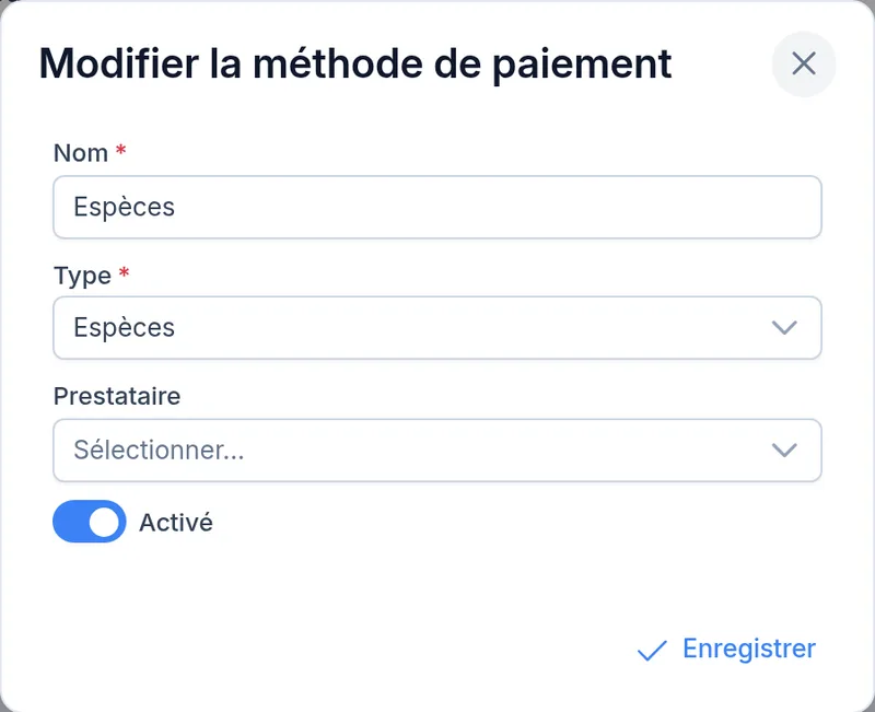 Modification d'un mode de paiement