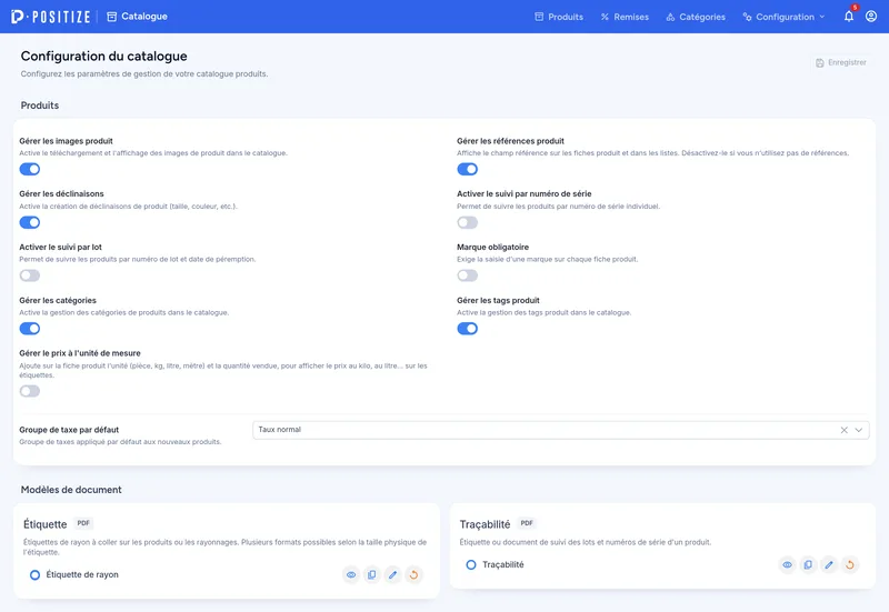 Configuration du catalogue