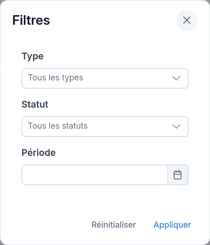 Filtres des consignes