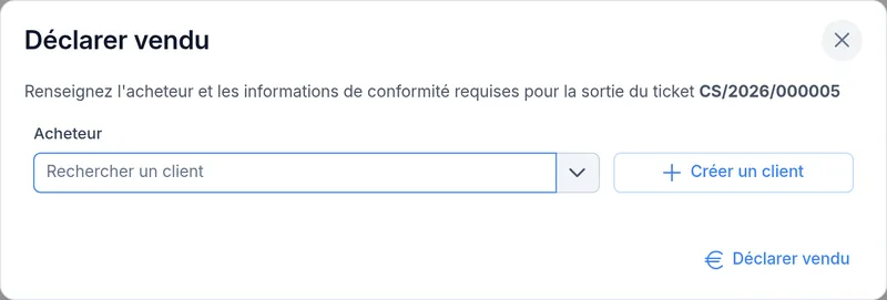 Déclarer un objet vendu hors caisse