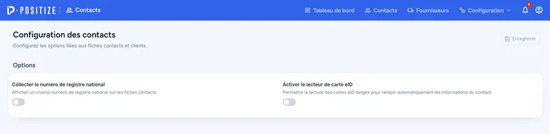 Configuration des contacts