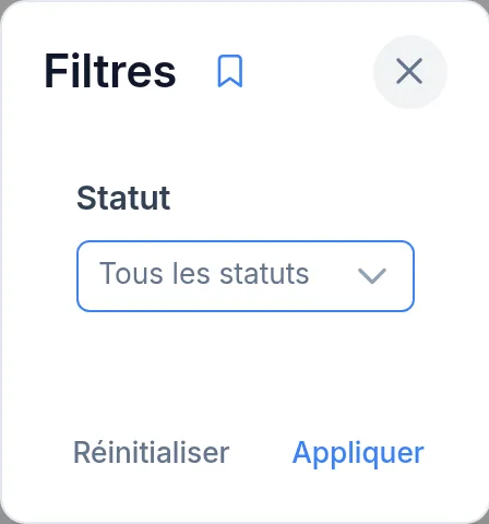 Filtre par statuts