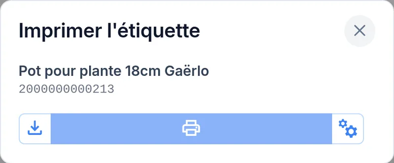 Impression de l'étiquette d'un seul article