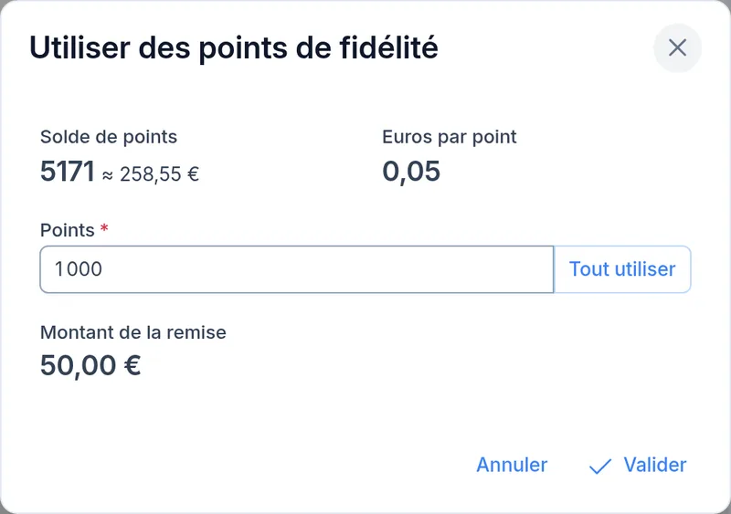 Utiliser des points de fidélité