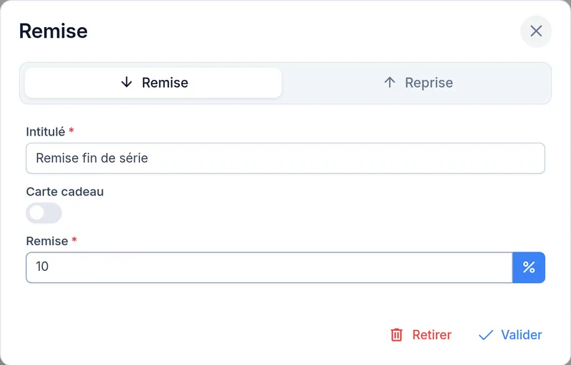 Remise globale sur la commande