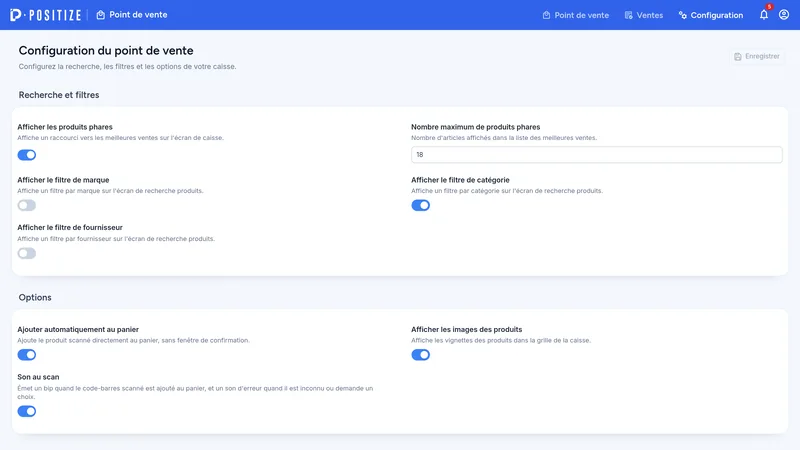 Configuration du point de vente