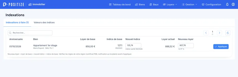 Indexations à faire