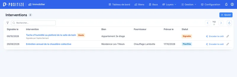 Liste des interventions
