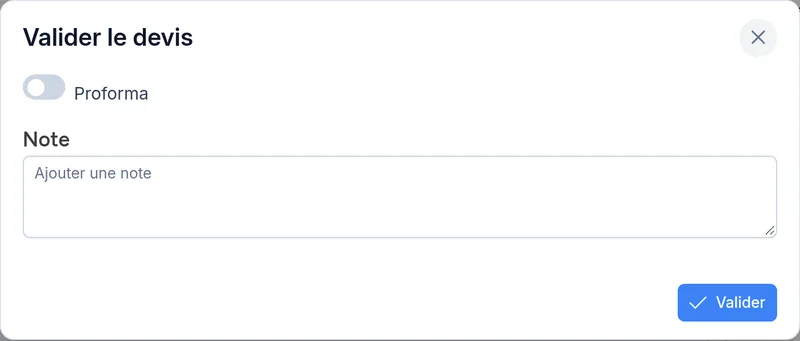 Validation du devis