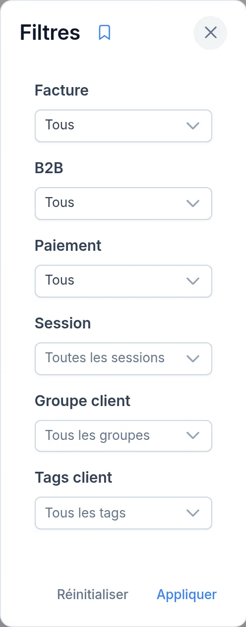 Filtres de l'en-tête de période