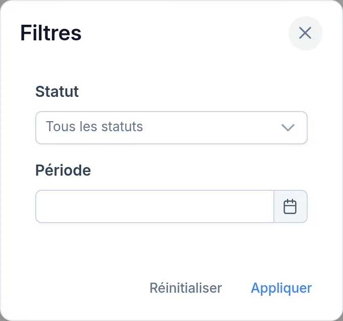 Filtres des tickets